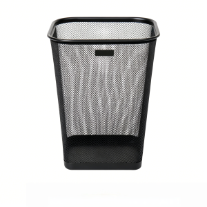 Rectangular Open-Top Metal Mesh Wastebasket / Trash Can