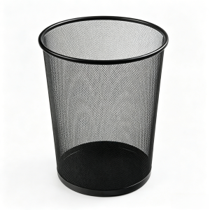 Black Metal Mesh Round Trash Can